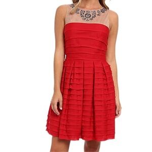 NWT BCBG Max Azria Marina Gem Illusion Dress in Rio Red - Size Large